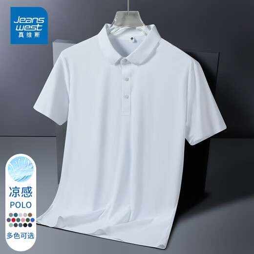 真维斯（JEANSWEST）王一博代言冰丝无痕POLO衫上衣男夏季薄款透气短袖吸湿排汗体恤衫 BYBL-12358雾霾蓝 3XL