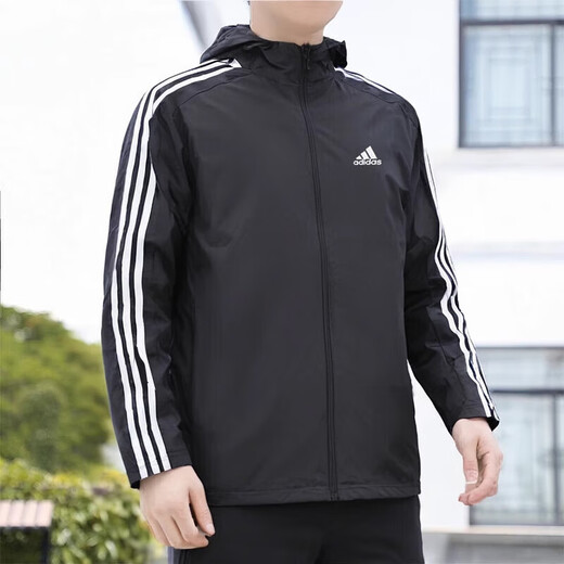 Adidas Herren Sportanzug 2025 Sommer Neue gewebte Kapuzenjacke Windschutz Jacke Strickhosen 2-teilige Set IB0381+GK9226 XS