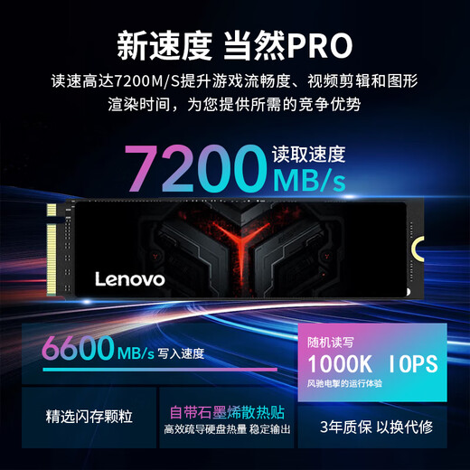 Lenovo 2TB SSD solid state drive m.2 interface (NVMe protocol) PCIe4.0 x4 Savior sl7000 40Pro reading speed up to 7200MB/s