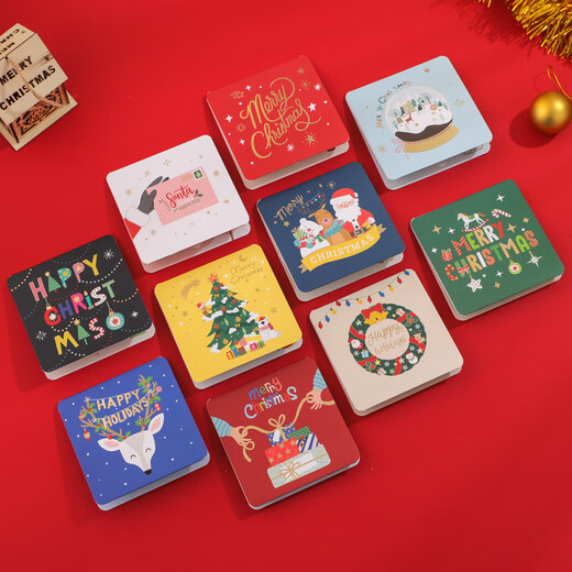 Carte de Noël 3D en trois dimensions Carte de voeux de Noël cadeau musique mini dessin animé anglais remerciement pour enfants bénédiction petite carte Type A aléatoire 3 pièces avec enveloppe blanche + autocollant d'enveloppe