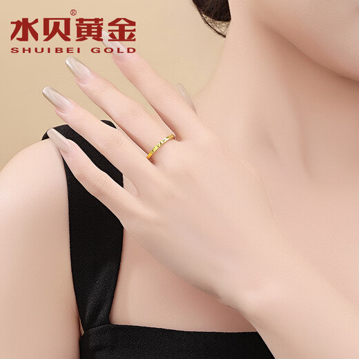 Water shell gold pure gold 999 crushed ice ring gold ring for women, small gram weight birthday gift, 12 rings + gold weight about 1 gram (face width about 2.1mm) More refunds, less compensation