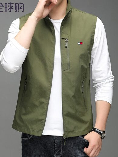 Tommy Shekelly Tommy's Men's Spring и осень тонкий жилет с тонкой жилетом для подставки. Внешний жилет на открытом воздухе.