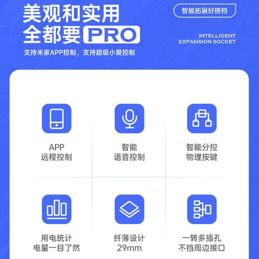 gosund1转8智能86型墙壁拓展插头CP7Pro 定时开关 电量统计 童锁 过载断电 已接入米家APP 30W快充插头