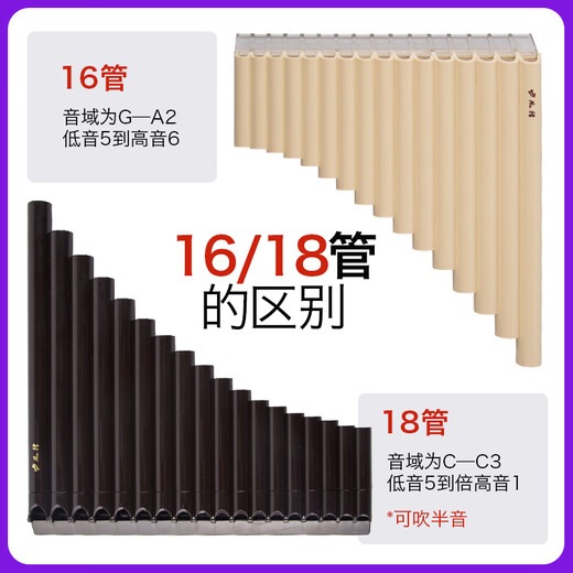 风律牌易学排笛16管18管学生教学专用排箫初学者入门C调排笛乐器 风律【常规版】16管象牙白