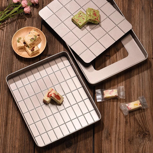 Enjoy Snowflake Crisp Mold Plate Toffee Nougat Grinding Tool Non-stick Biscuit Baking Pan Oven Baking Complete Tool Set (Rectangular) Large Nougat/Snowflake Crisp 4-piece Set