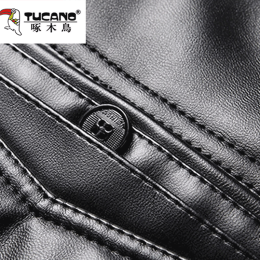 Woodpecker middle-aged leather pants men's velvet thickened loose large size windproof and waterproof motorcycle riding takeaway dad leather cotton pants 166 black leather pants 5XL