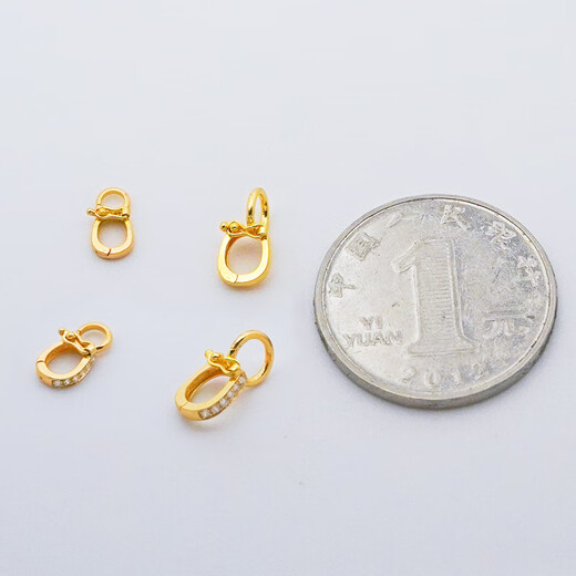 Fat Donglai's same K gold jewelry universal buckle 18K gold versatile universal accessories pendant buckle head can be connected through the opening 18k gold yellow 18K glossy large horizontal buckle