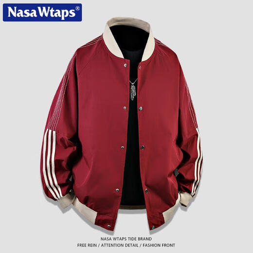 NASA über offizielle gemeinsame amerikanische Baseball -Uniform für Männer Frühling und Herbst Lose Pilotjacke Freizeitsport Jacke Männer N250JK838 Maroon S