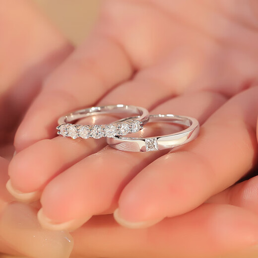 Pt950 platinum row of rings, wedding imitation diamond couple rings, a pair of rings, a gift for boyfriend and wife, light luxury diamond row, women's ring