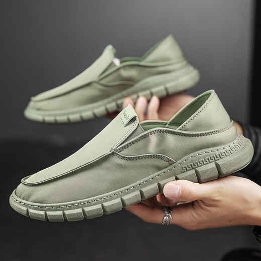 
Woodpecker Old Beijing cloth shoes men's summer trendy shoes canvas shoes men lazy people driving soft sole no laces light and breathable YS9901 beige 40