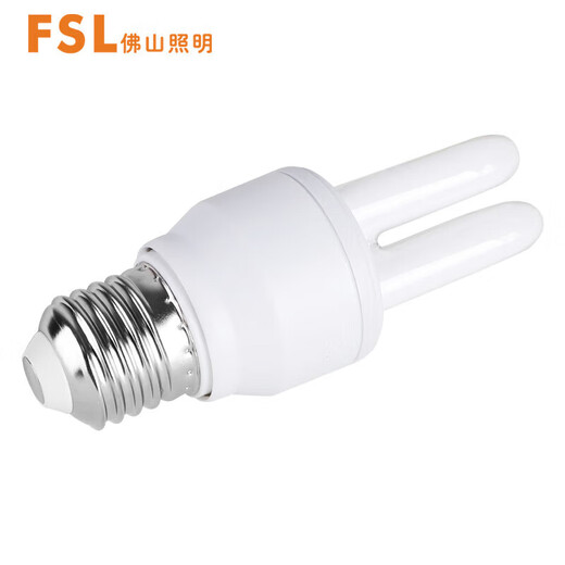 FSL Foshan Lighting T4 electronic energy-saving bulb U-shaped three-color fluorescent bulb E27 screw bulb 2U8W white light (6500K)