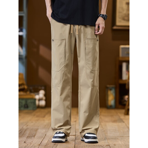 森马（Semir）2025春季新款美式工装裤男士宽松直筒潮牌高街冲锋阔腿休闲长裤子 9885-卡其色 M