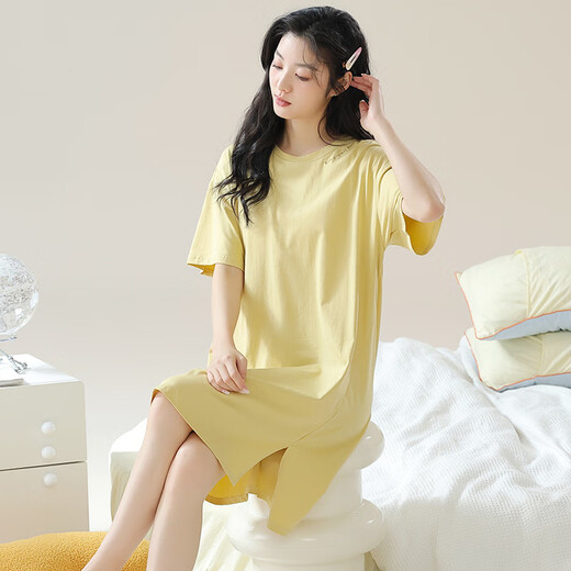 MEIJUN NIGHGOWN avec poitrine poitrine Pajama modal d'été pour femmes en été mince simple à manches courtes enceintes femmes à la maison vêtements A11762 [avec poitrine] xl