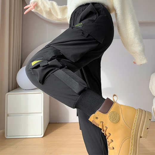 Down pants women's winter new style white duck down plus down thickening can be worn outside high-waisted overalls minus 40 degrees warm pants black real duck down cold resistant minus 30 XL suitable for 110-120 Jin Jin equals 0.5 kg