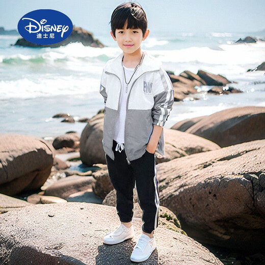 Disney Children's Sun Protection Clothing 2025 Summer New Boys Breathable Lightweight Jacket Western Style Medium and Old Boys Sun Protection Clothing Trendy Gray 140