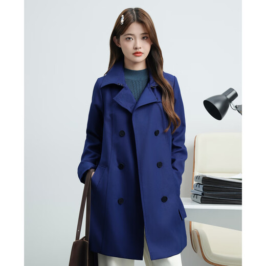 Jüdische Frauenkleidung 2025 Frühling Neues Stil kleines Temperament Doppelreihe mit mittlerer Länge Windbrecher Jacke für Frauen SP Purple 8300 L 165/88a