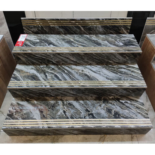 JPHZNB镀金梯级踏步砖 原槽通体大理石一体式梯级佛山瓷砖 虎眼灰STJ12806S