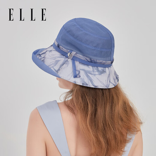 ELLE真丝帽女士夏季法式优雅印花沙滩防晒防紫外线遮阳礼物送女友