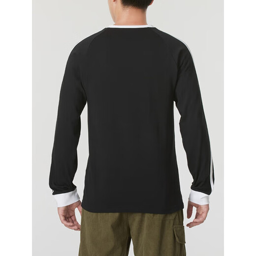 Adidas (adidas) Clover Männer Top 2025 Sommer Neue Mode dreistreifen schwarz-weiß runde Nacken lässig Langarm T-Shirt Ia4877 Black S