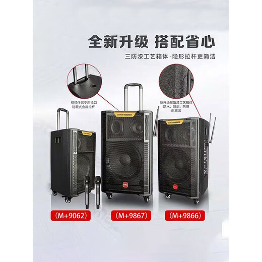 万利达（Malata）音响飞天三代M9866户外广场舞移动拉杆K歌大功率音箱 M+9869[15寸喇叭]三分频直播音
