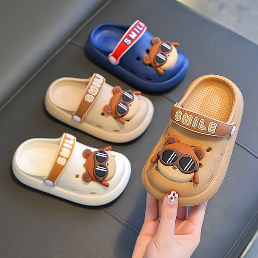 Chaussures de trous pour enfants d'été pour garçons et filles, antidérapant, sandales de plage pour les enfants, bruns (version améliorée du matériau respectueuse de l'environnement)