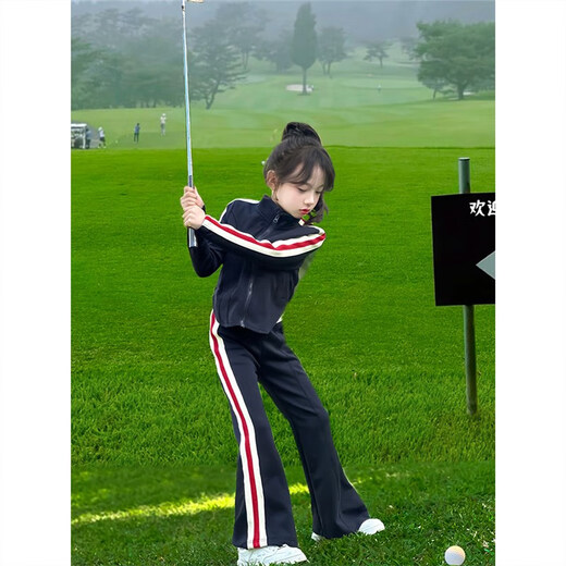 巴莱恩娜童装女童套装春秋2025新款儿童运动外套中大童秋装两件套潮衣服 藏青色 套装 140 cm
