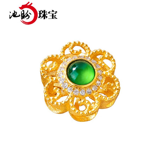 Chipan 18K gold accessories diy handmade ancient gold inlaid jade gourd back cloud accessories pendant bracelet bracelet beads No. 1 18K old gold inlaid jade back cloud *1