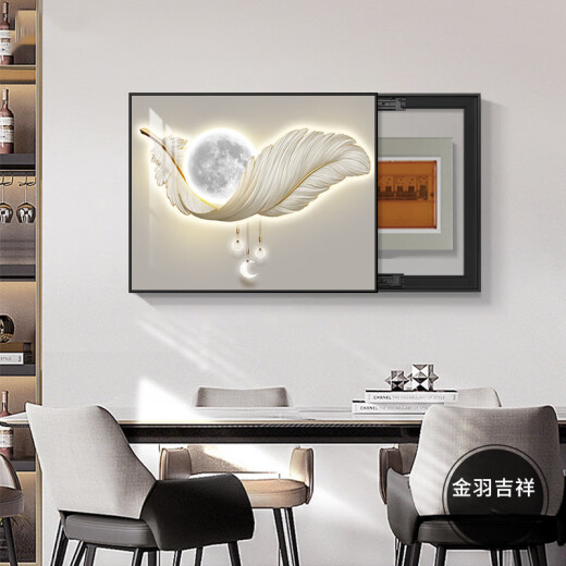 Renjuyi Light Custom Luxury Meder Box Pintura de decoración de la sala de estar de la sala de estar de la sala de estar moderna Pintura colgante sin potencia Cubierta del interruptor principal K12189 60*45 (Bloqueo de 50*35 cm) Marco negro hidráulico