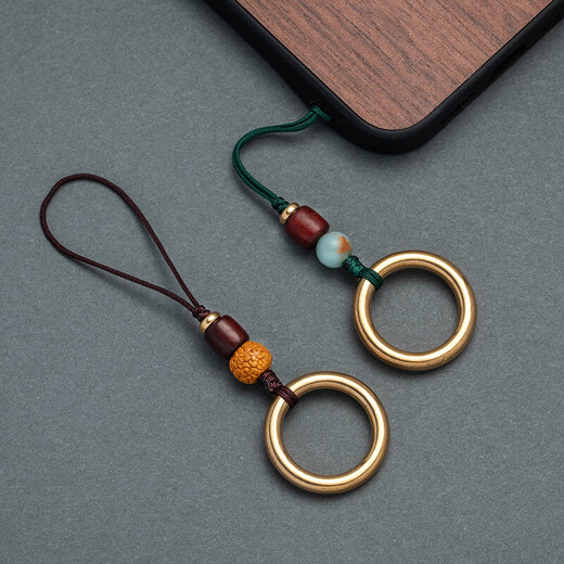 PMZYE pure brass ring mobile phone ring buckle metal universal dust plug pendant U disk pendant anti-lost lanyard hand Dragon pattern King Kong style