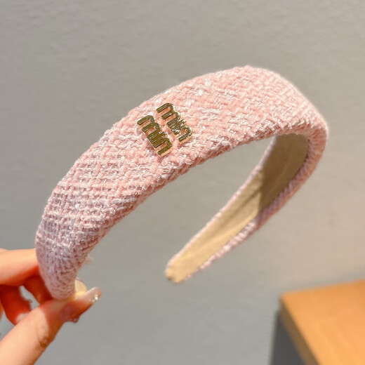 Suyi Embroidered Children's Hairband Women's 2024 New Style Non-Stretching Hair Washing Face Pressing Wide-Border Anti-Slip Headband Hair Bundling Girls Hairpin Headband Pink Letter Small Fragrance Hairband