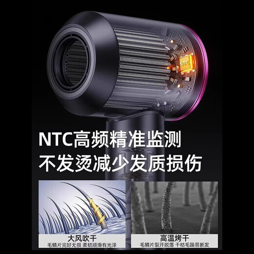 Mori bladeless high-speed hair dryer 3C certified Huaqiangbei top version 1 1 new second generation household negative ion hair dryer hotel high power silent and not harmful to hair Five wind nozzles rose red 4.5 billion water-moisturizing negative ions丨10 seconds quick drying 25 years old Huaqiangbei new official second generation original authentic product