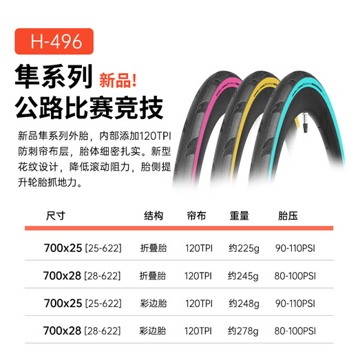 朝阳公路车外胎隼 700×25/28C自行车轮胎折叠防刺胎 粉色700*28C