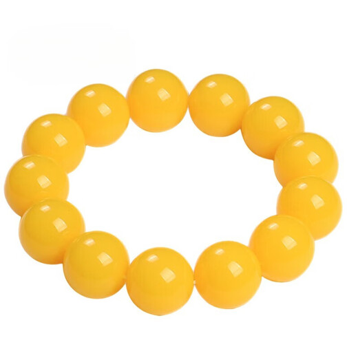 Congdie chicken fat yellow beeswax bracelet single circle amber round bead old beeswax bracelet 20mm 12 beads large diameter men's style
