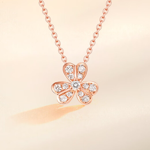 GIOIO Swarovski zirconium 18k clover full diamond necklace women's Au750 color gold rose gold gold platinum lock same style