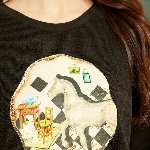 Two or Three Things Chixia Yuhui 2025 Spring New Retro Literary Print Pattern Strap Design Sweater Suit Brown S