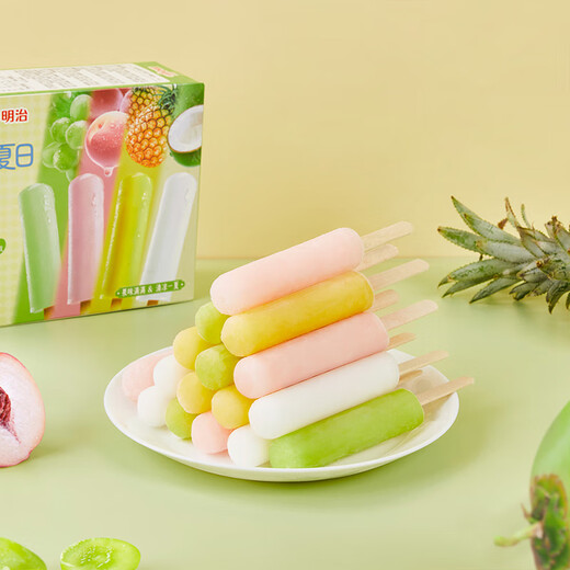 Meiji juice popsicles (grape, white peach, pineapple, coconut) 32g*16 popsicles in color box