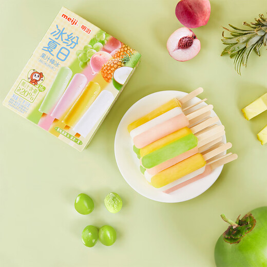 Meiji juice popsicles (grape, white peach, pineapple, coconut) 32g*16 popsicles in color box