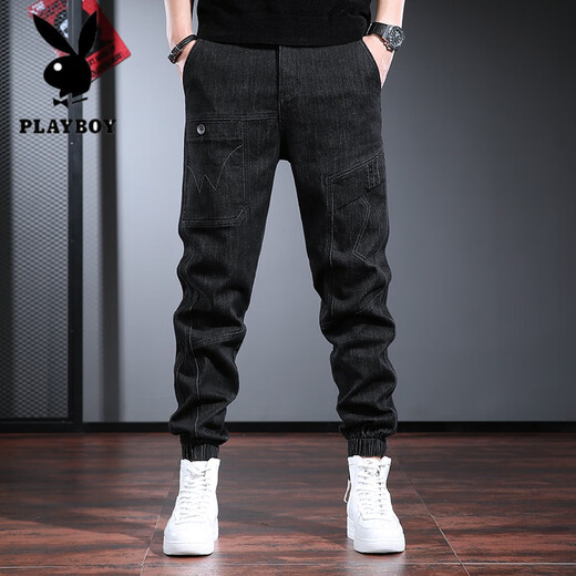 Playboy (Playboy) Workwear Jeans Marca de moda Harem Pants Spring y Autumn Blue Retro Washing Men's Pants Handsome Tendencia negra un peso regular de 3xl 181200Jin [Jin iguala 0.5 kg]