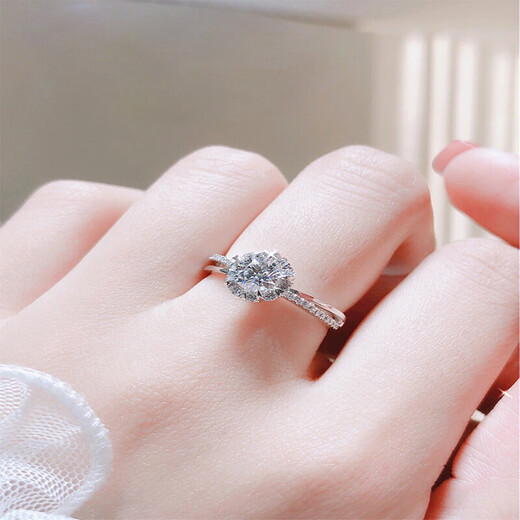 Pt950 platinum genuine moissanite diamond ring for women one carat platinum couple engagement and wedding diamond ring open light luxury model shining like stars 50 points