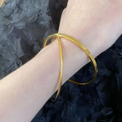 CAMPUSKINGLY Old Phoenix 999 gold niche exquisite super fairy dot double circle gold 18K bracelet shiny new fashion double circle bracelet ring mouth 6.0 same style