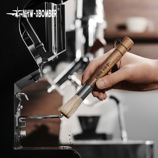 MHW-3BOMBER bomber coffee bar solid wood brush bristle brush grinder residue cleaning brush hanging design solid wood brush-walnut