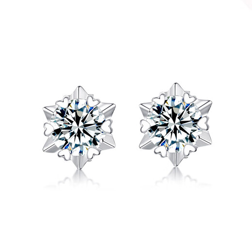 Guanpu Pavilion Fat Donglai same style pt950 platinum moissanite earrings snowflake moissanite PT950 women's new light luxury niche ear snowflake earrings 50 cents pair matching certificate