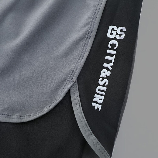 Sanqihu swimming trunks men's anti-embarrassment suit loose fit fitness sports beach large size double-layer quick-drying swimsuit black swimming trunks + swimming cap + swimming goggles + nose clip + earplugs L Recommended 80-100Jin Jin equals 0.5 kg L