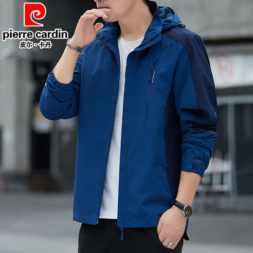 皮尔卡丹（pierre cardin）春季新款工装连帽宽松外套男韩版百搭男青年时尚痞帅休闲百搭夹克 6629黑色 M