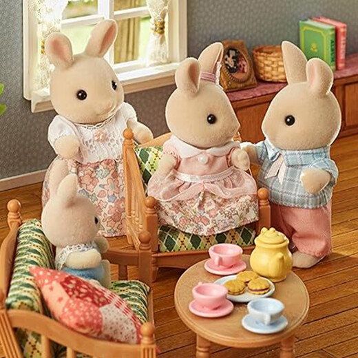 Sylvanische Familien Japanische Version der Milch Kaninchenfamilie spielen Haus Girls Toys Puppe Set Geburtstagsgeschenke Kindergeschenke
