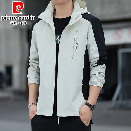 皮尔卡丹（pierre cardin）春季新款工装连帽宽松外套男韩版百搭男青年时尚痞帅休闲百搭夹克 6629黑色 M