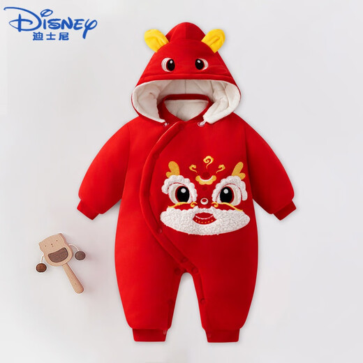Disney nouveau-né des vêtements pour bébé en automne et hiver épaissis en peluche en peluche en velours rouge Baby Année de serpent en pleine lune des vêtements d'hiver Vêtements d'hiver TY9738 Red Fortune Snake 73 cm