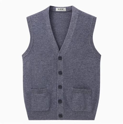 Hengyuanxiang spring and autumn new wool vest men's middle-aged and elderly vest spring and autumn sweater sleeveless V-neck waistcoat knitted cardigan medium gray thickened 2XL 185 yards (160-180Jin Jin equals 0.5 kg)