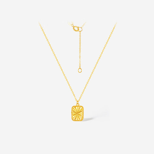 Saturday Blessing 18K gold necklace for women, geometric gold medal pendant, colorful gold necklace for girlfriend holiday gift, 40cm+5cm tail chain
