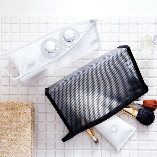 EEKIKS business trip toiletries, men and women, large capacity simple portable makeup bag, transparent waterproof storage bag, black